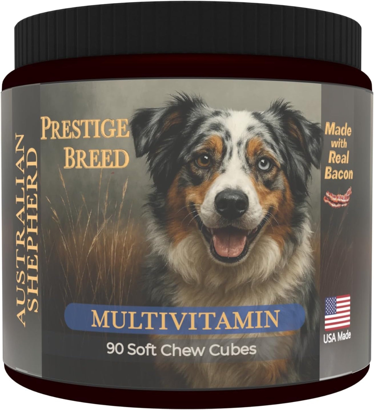 Prestige Breed Australian Shepherd Multivitamins, 90 Chews, Made in the USA with Real Bacon - görsel 1
