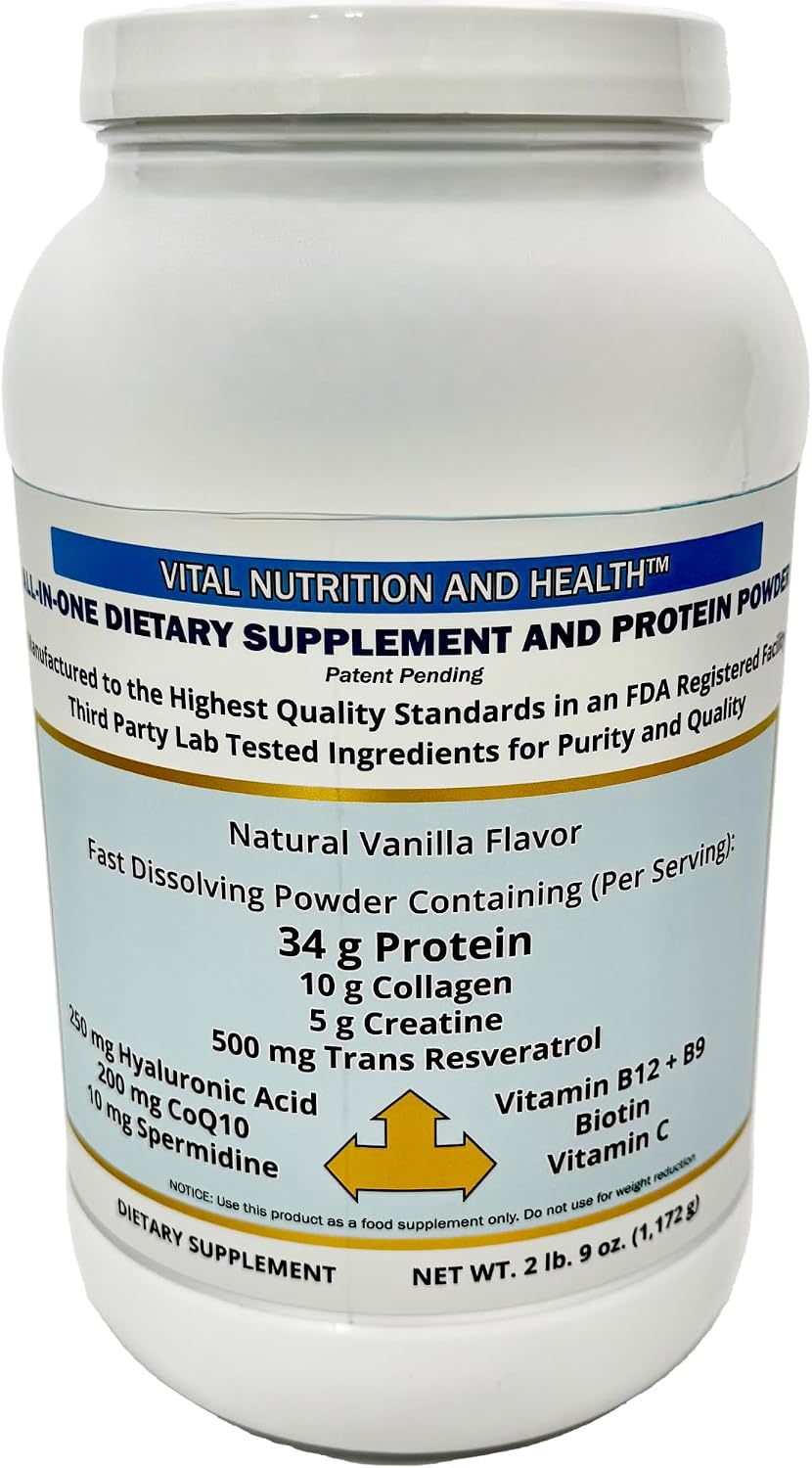 All-in-One Powder: Protein, Collagen, Creatine, Resveratrol, Spermidine, Hyaluronic Acid, CoQ10 + Key Vitamins - görsel 1