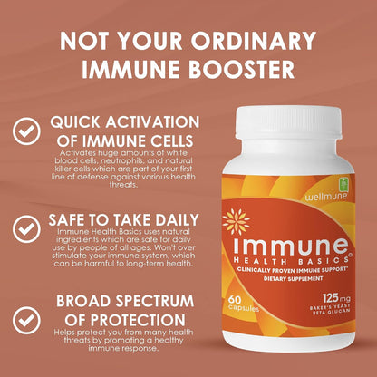 Immune Health Basics Ultra Strength Immunity - Wellmune Beta Glucan 125 mg - 60 Capsules