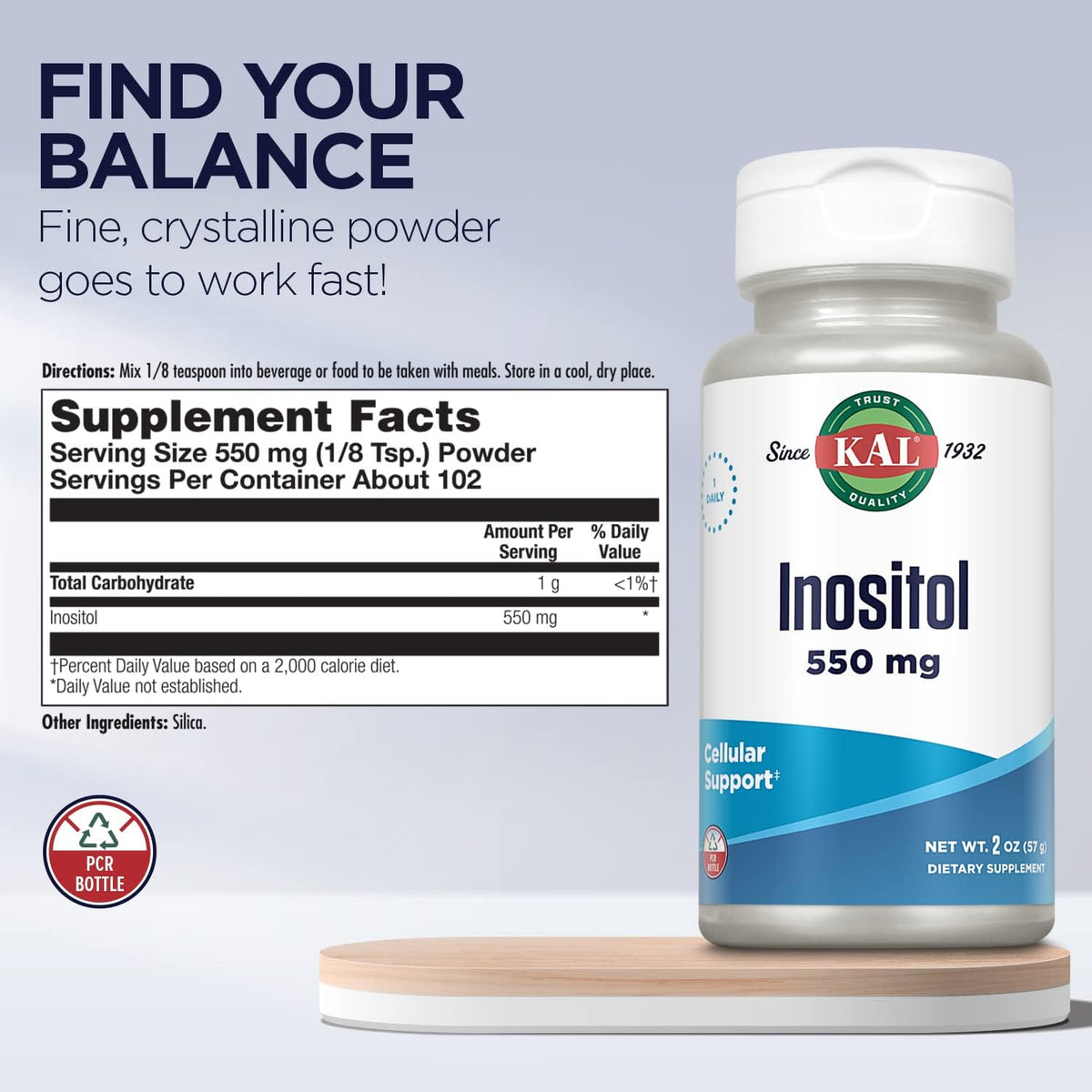 KAL Inositol Powder 550mg – Brain Health & Mood Support - görsel 3