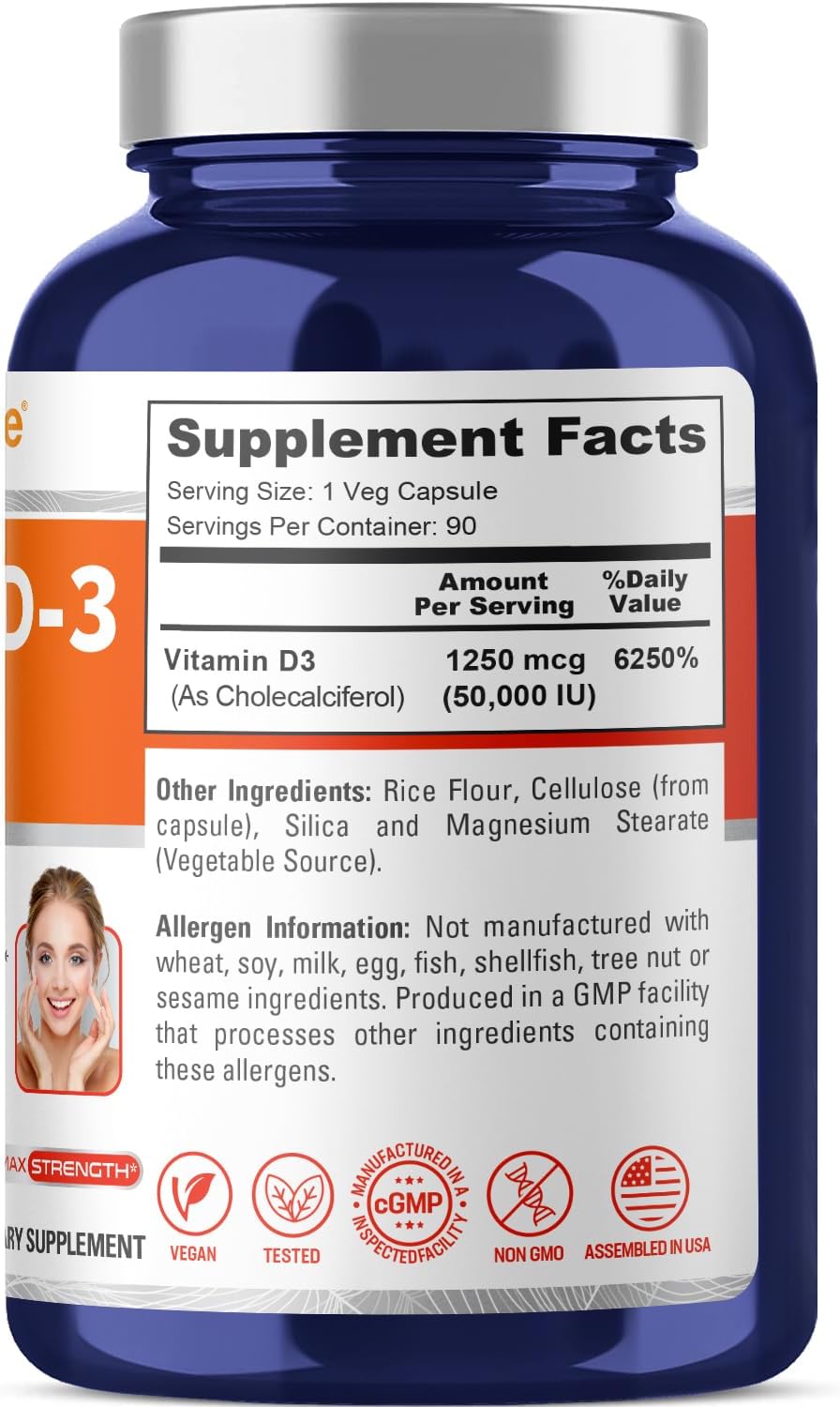 NusaPure Vitamin D3 50,000 IU, 90 Vegetarian – Immune function: Contributes to the normal function of the immune – Image 2