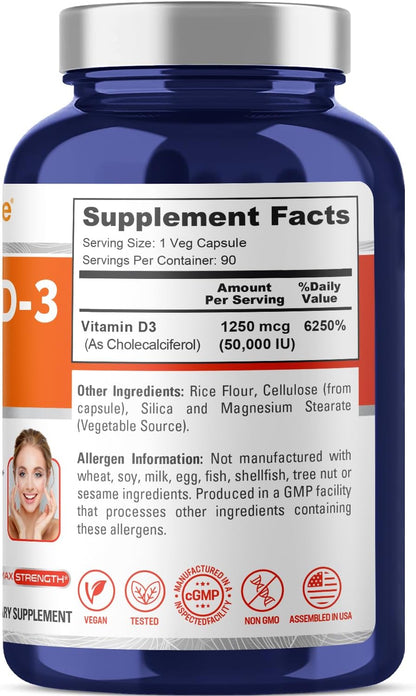 NusaPure Vitamin D3 50,000 IU, 90 Vegetarian – Immune function: Contributes to the normal function of the immune – Image 2