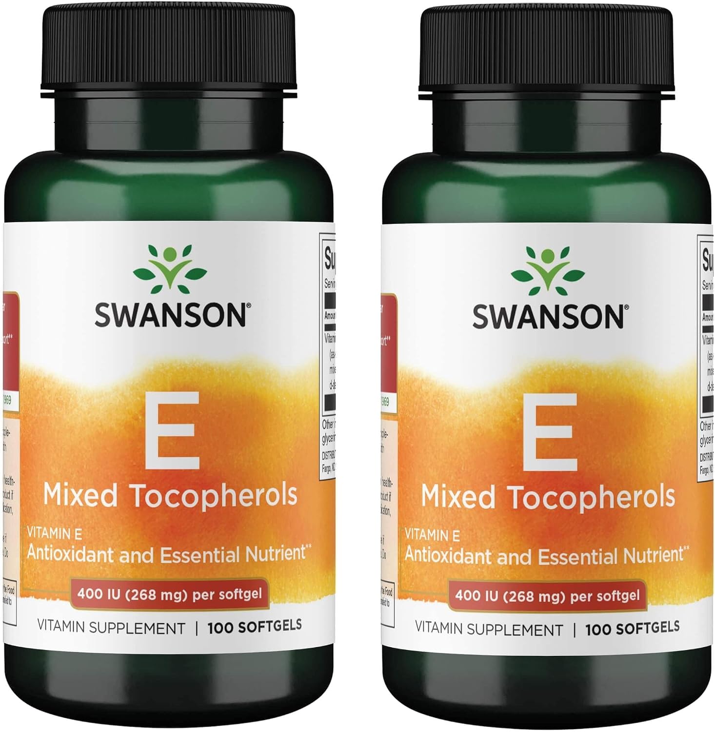 Swanson Vitamin E Mixed Tocopherols 400 IU (268 mg) 100 Softgels (2 Pack) - görsel 1