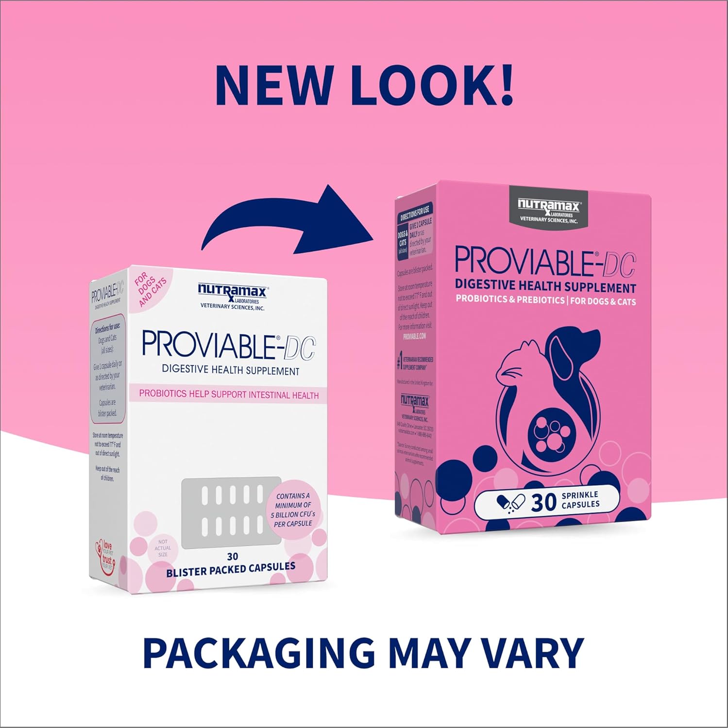 Nutramax Proviable Probiotics for Dogs and Cats – Daily Digestive Health Supplement, 30 Capsules - görsel 2