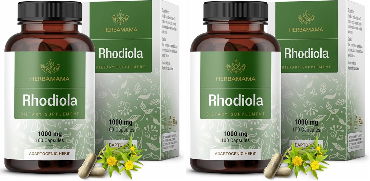 HERBAMAMA Rhodiola Rosea Supplement – Rhodiola Rosea Capsules for Stress Relief & Mental Focus Support – 100 Vegan Capsules (50 Servings) - görsel 10