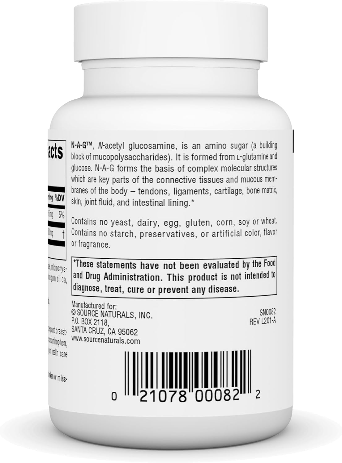 Source Naturals N-A-G 250 mg N-Acetyl Glucosamine - 120 Tablets - görsel 3