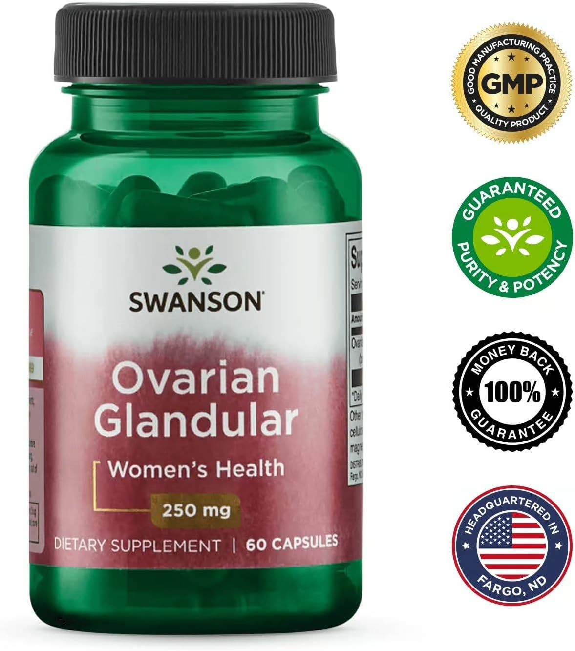 Swanson Ovarian Glandular – Natural Supplement for Women's Glandular Health & Balance Support – Sourced from Premium Bovine Tissue to Support Wellbeing – (60 Capsules, 250mg Each) (4 Pack) - görsel 7