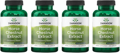Swanson Horse Chestnut 22% Aescin (Standardised) 250 mg, 120 Capsules (4-Pack)