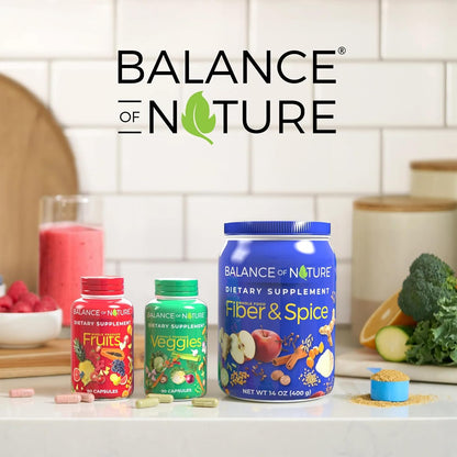 Balance of Nature Whole Health System: Whole Food Fruits, Vegetables & Fibre Supplements (30 Servings Each)