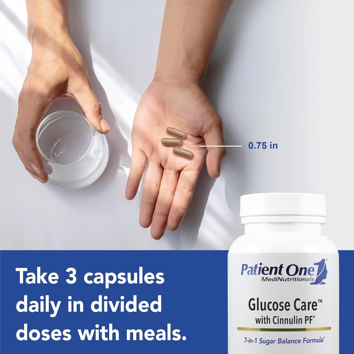Patient One Glucose Care – Food Supplement for Normal Glucose Metabolism and Cardiovascular Health with Chromium, Cinnamon and B Vitamins (120 Capsules) - görsel 3