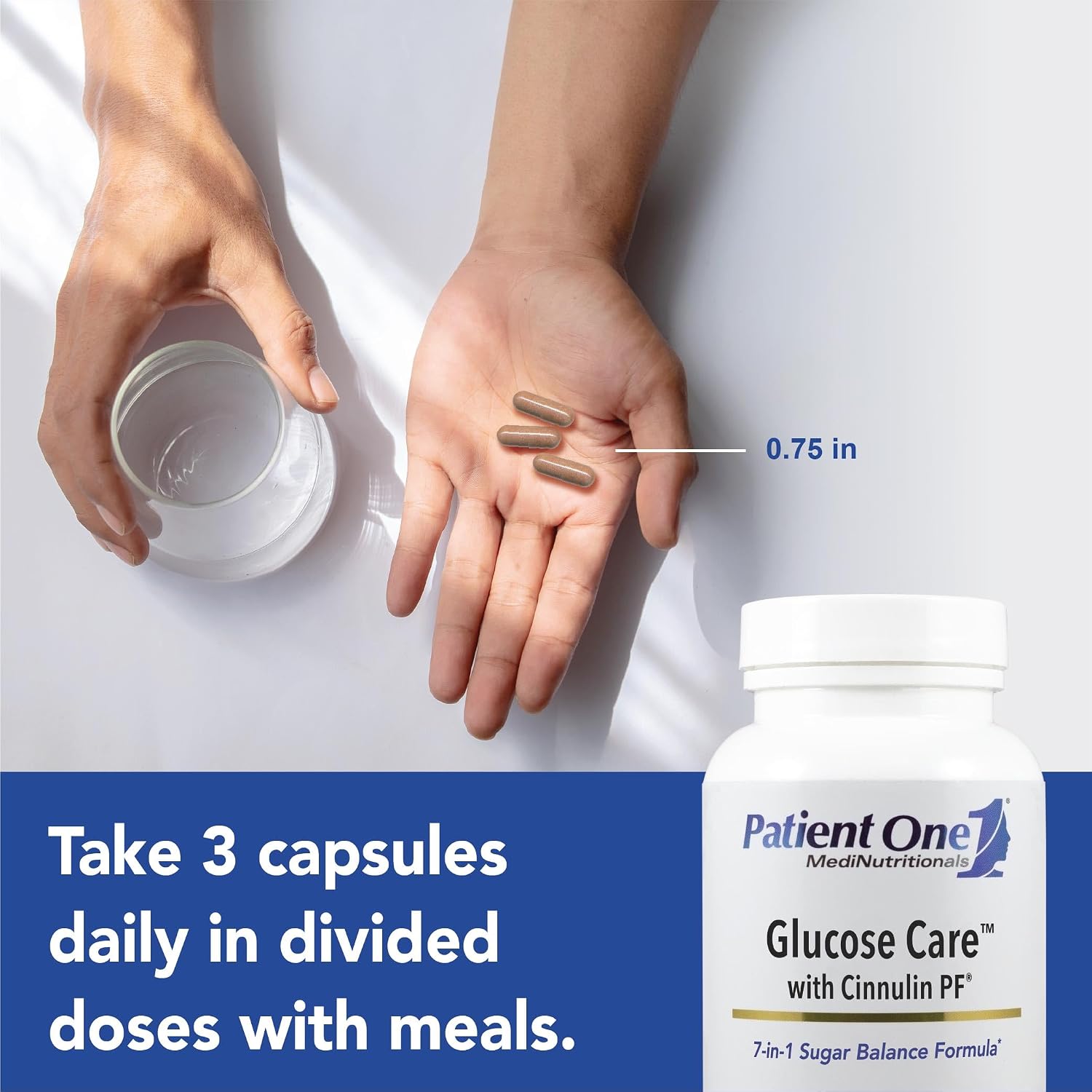 Patient One Glucose Care – Food Supplement for Normal Glucose Metabolism and Cardiovascular Health with Chromium, Cinnamon and B Vitamins (120 Capsules) - görsel 3