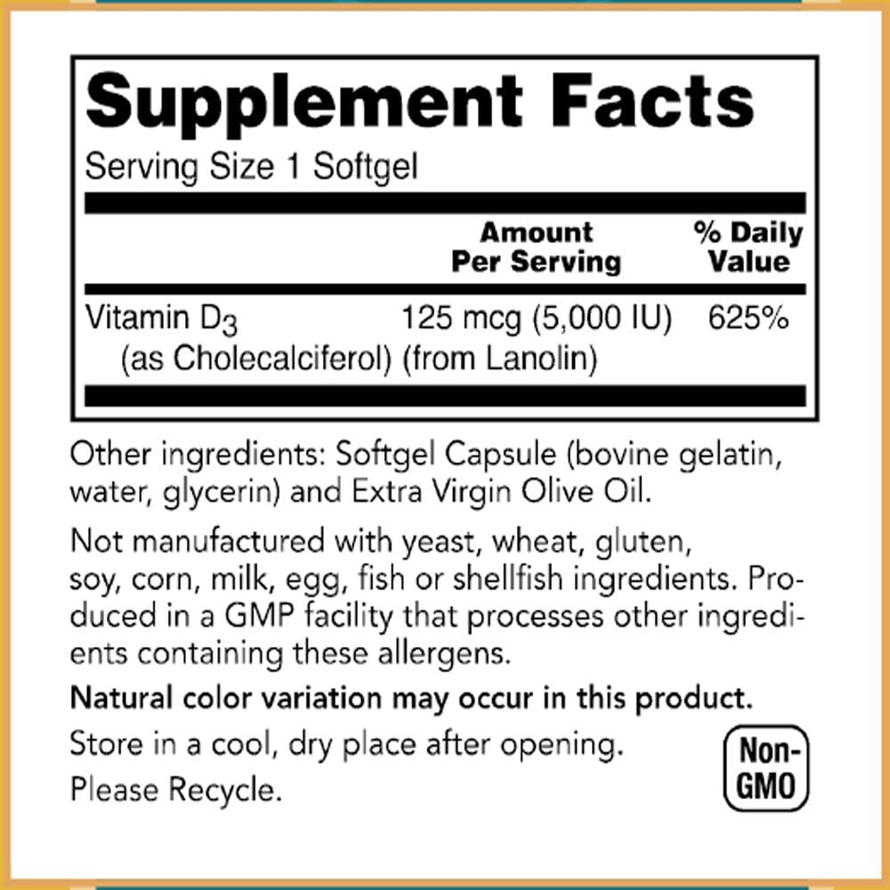 Baar Vitamin D3 Softgels, 5,000 IU, 120 Softgels - görsel 4