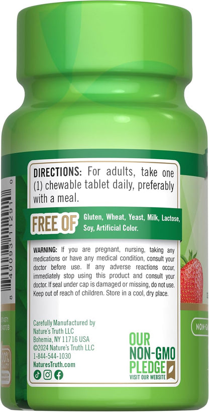 Nature's Truth Chewable Vitamin D3 2,000 IU - 100 Tablets, Berry Flavour - Vegetarian, Non-GMO, Gluten-free Supplement