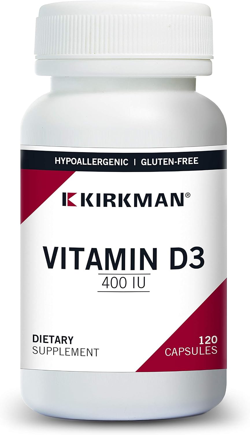 Kirkman Vitamin D-3 400 IU Capsules - Hypoallergenic, 120 Capsules - görsel 1