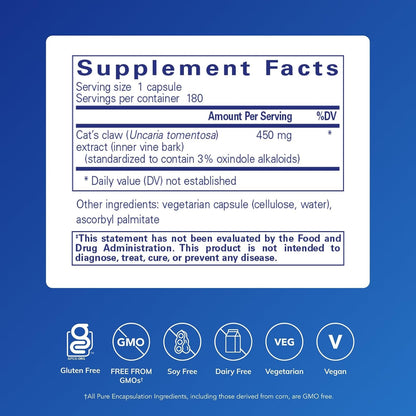 Pure Encapsulations Cat's Claw – Supplement for Joints, Immune & Cardiovascular Support – 180 Capsules