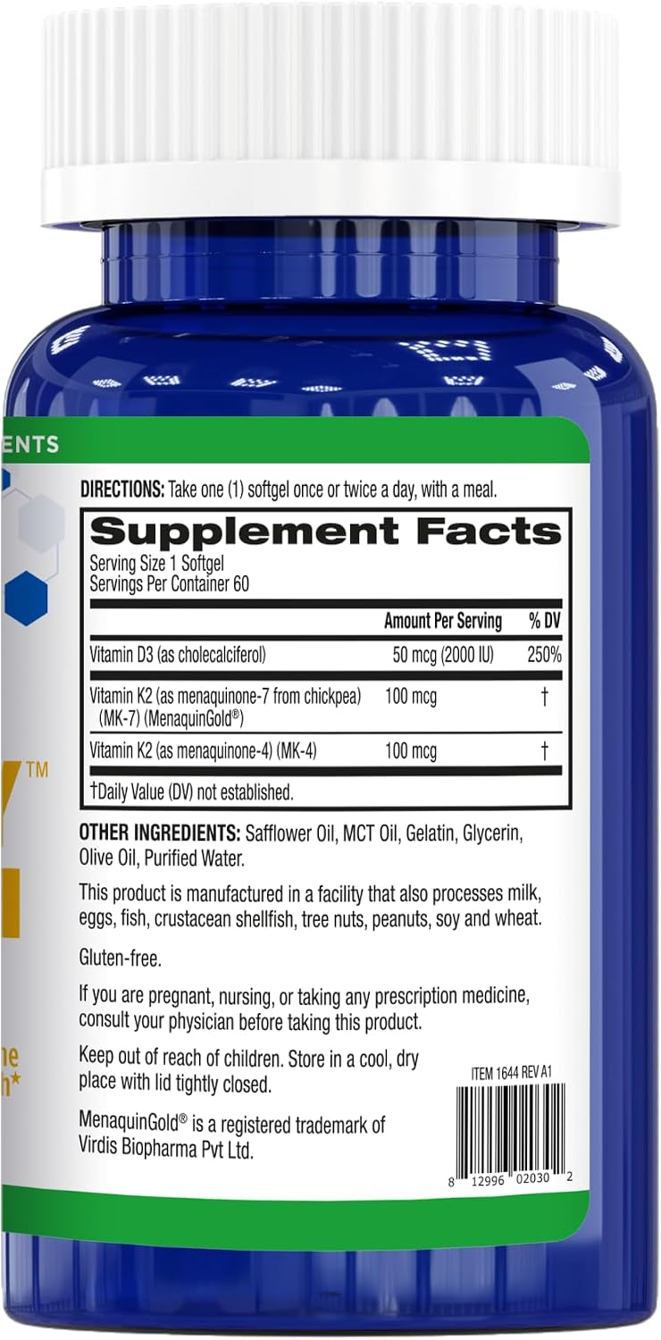 BioTrust Sol Joy, High Strength Vitamin D3 & K2 – 2000 IU (50 µg) D3 & 200 µg K2 - görsel 8