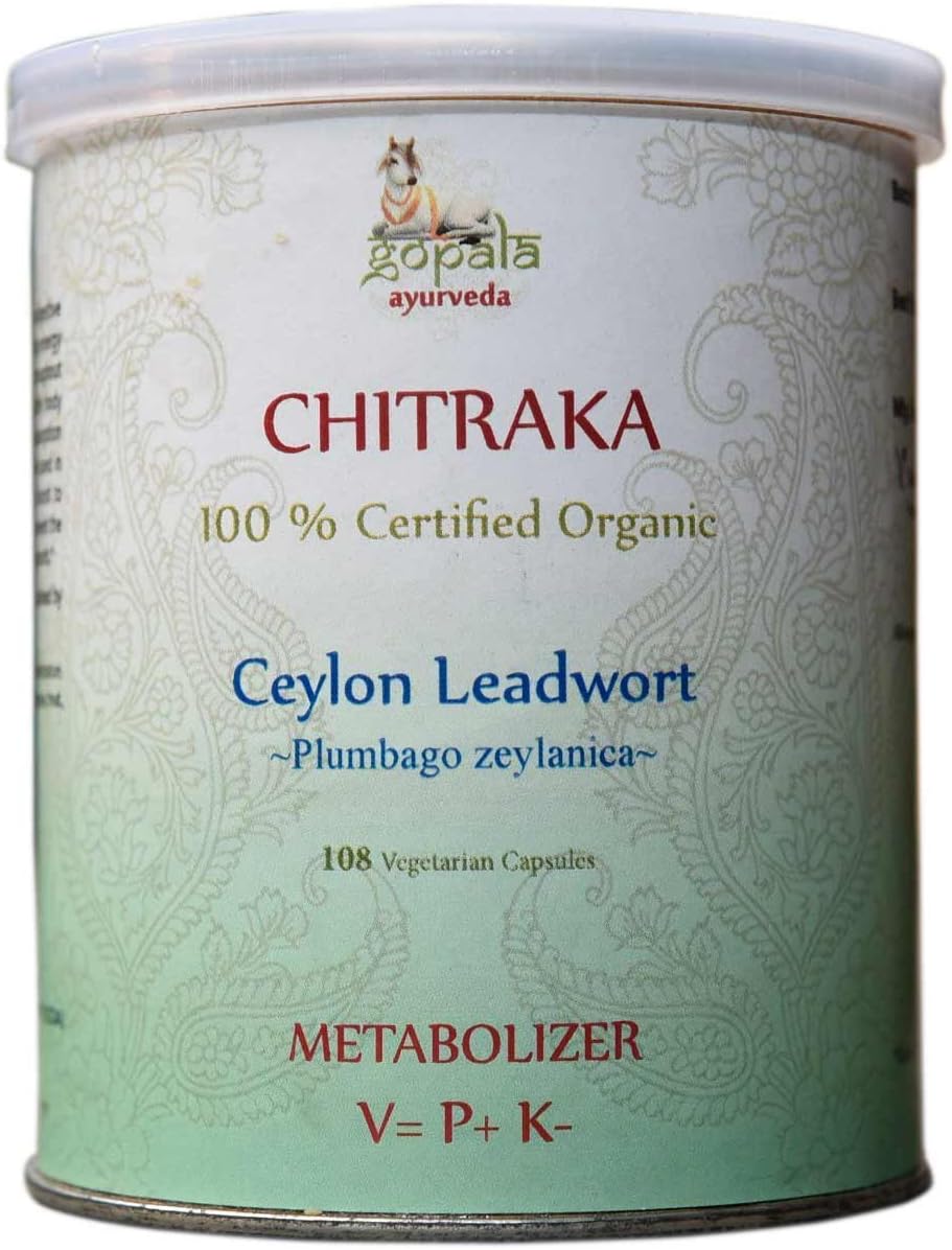 Chitraka Capsules (Certified Organic) Plumbago zeylanica - 108 Capsules - görsel 1