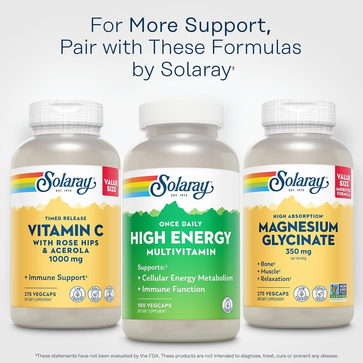 SOLARAY Once Daily High Energy Multivitamin - Vitamin C, D, B12 - 180 VegCaps - görsel 6