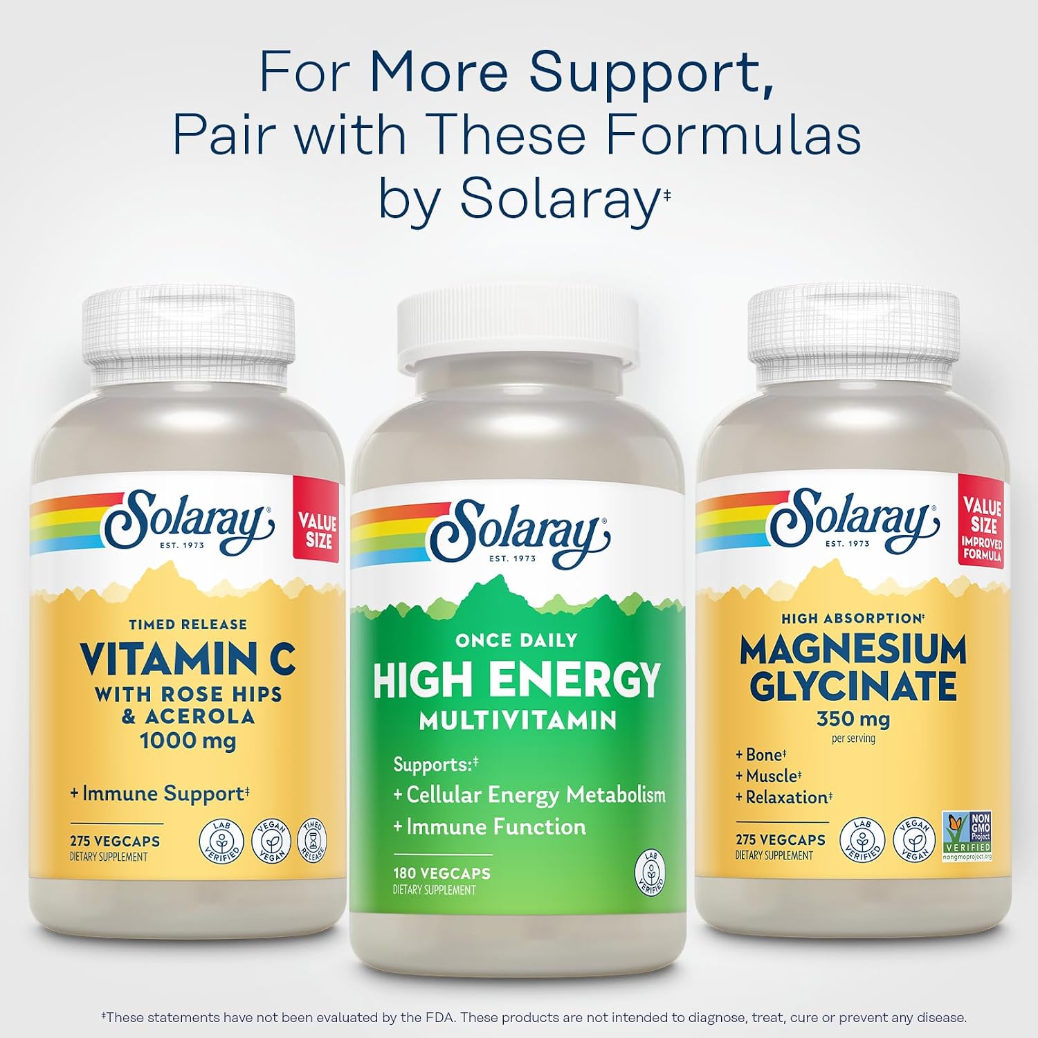 SOLARAY Once Daily High Energy Multivitamin - Vitamin C, D, B12 - 180 VegCaps - görsel 6