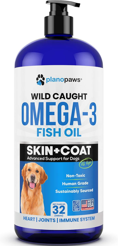 Omega 3 Fish Oil for Dogs – Wild Caught, Low Odour Liquid Supplement