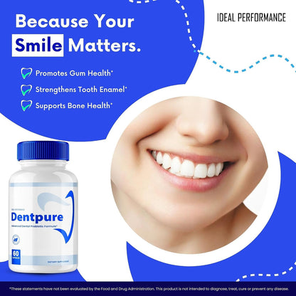 Dentpure Oral Probiotics for Teeth and Gums Capsules - Maximum Strength, All Natural Probiotics for Fresh Breath Dental Wellness (60 Capsules)