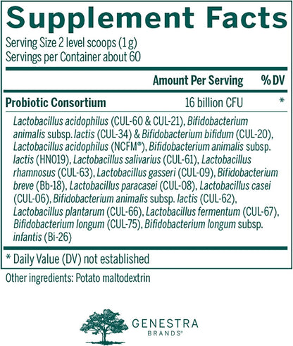 Genestra Brands HMF Multi Strain Powder – Probiotic for Gut & Immune Health, 60 g