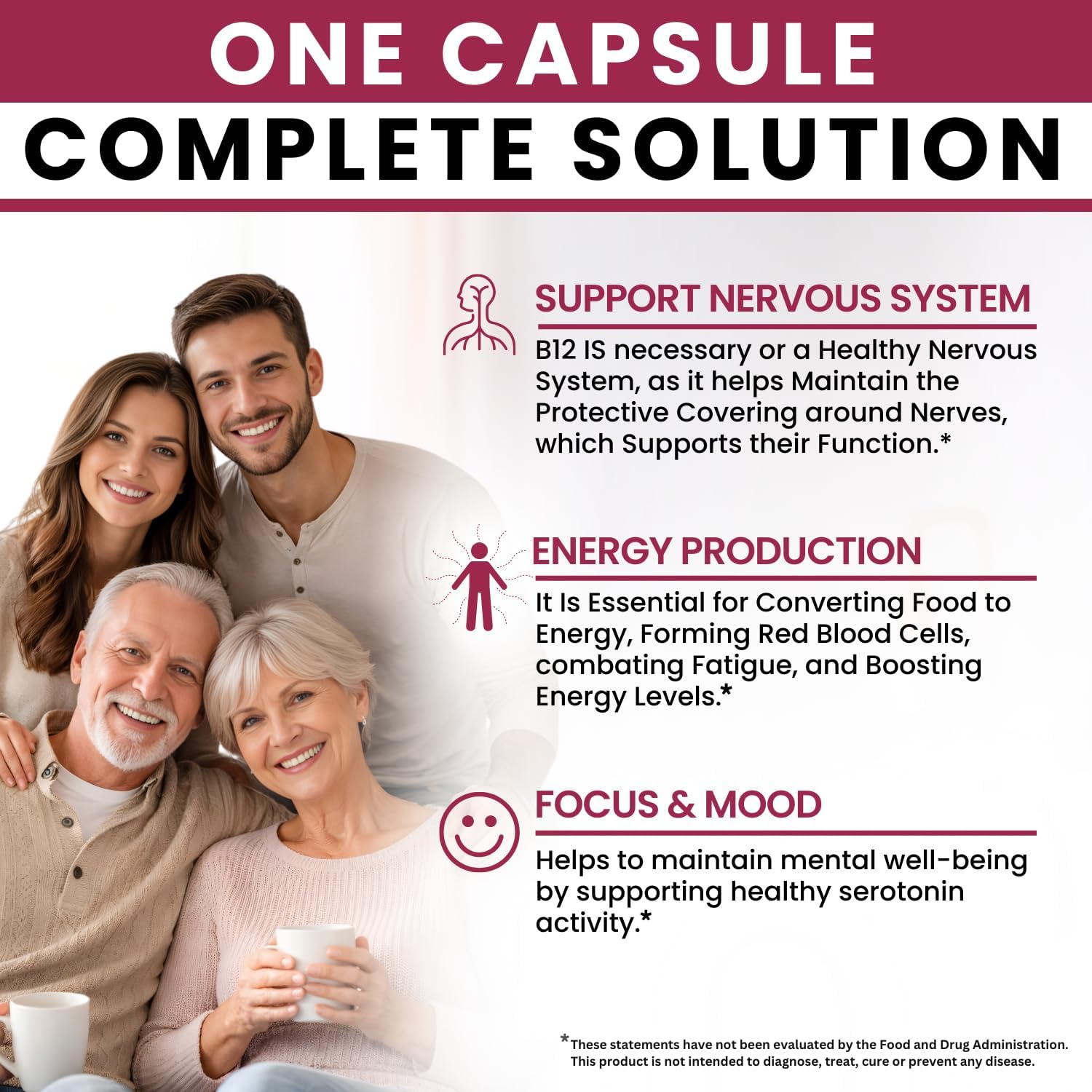 VITBOOST B12 Complex with Hyaluronic Acid, Collagen and Folate – 25000 µg B12 Complex, 5000 µg Methylcobalamin – 60 Capsules - görsel 5