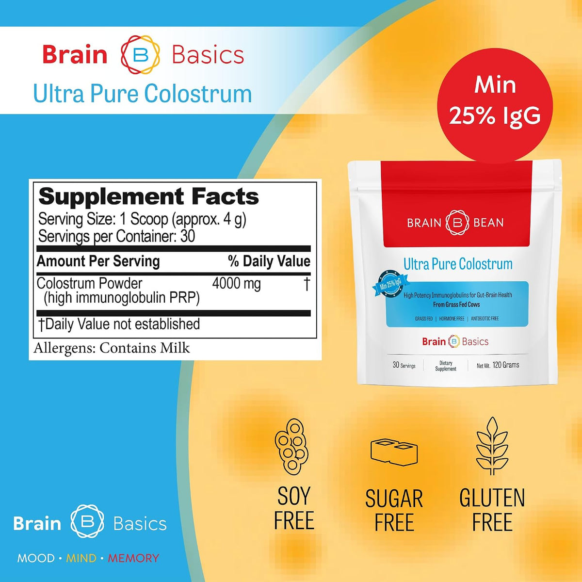 Brain Basics Ultra-Pure Colostrum Powder - 120g (30 Servings) – Image 4
