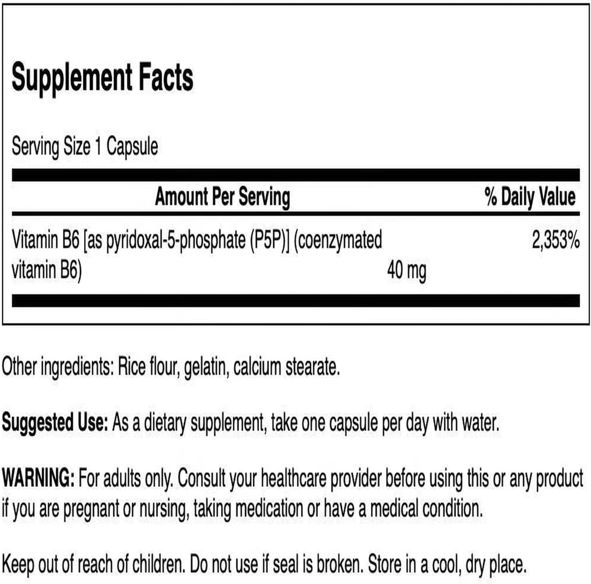Swanson P-5-P (Pyridoxal-5-Phosphate) Co-enzymated Vitamin B6 - 40 mg, 60 Capsules - görsel 2
