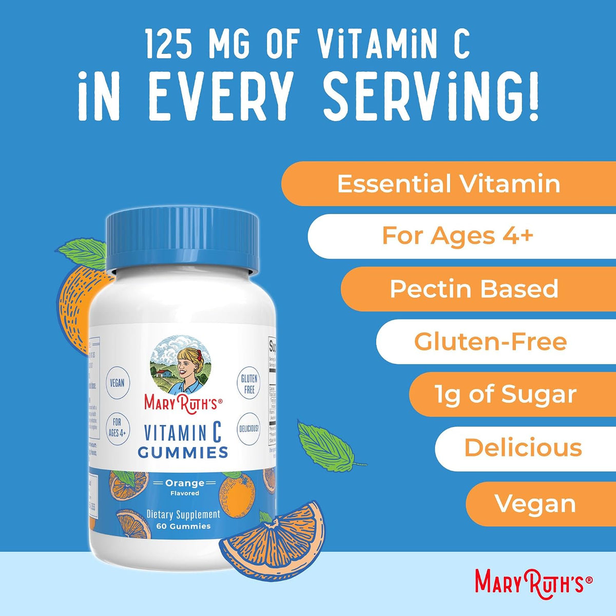 MaryRuth Organics Vegan Vitamin C Gummies – Immune Support – 60 Gummies - görsel 7