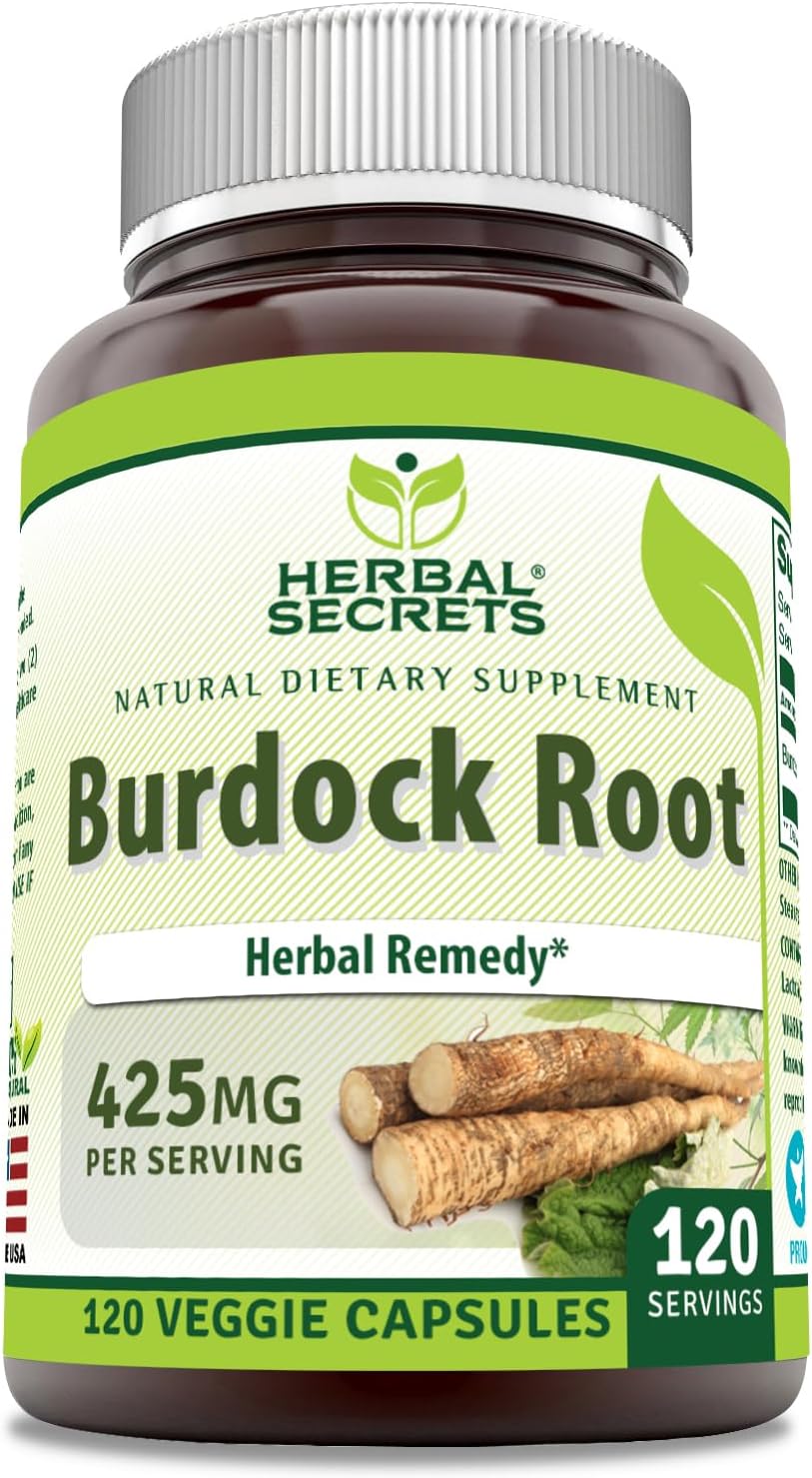 Herbal Secrets Burdock Root Supplement | 425 mg | 120 Vegetable Capsules | Non-GMO & Gluten-free - görsel 1