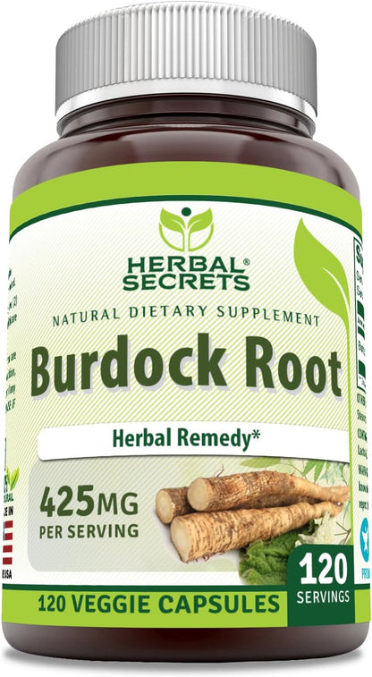Herbal Secrets Burdock Root Supplement | 425 mg | 120 Vegetable Capsules | Non-GMO & Gluten-free
