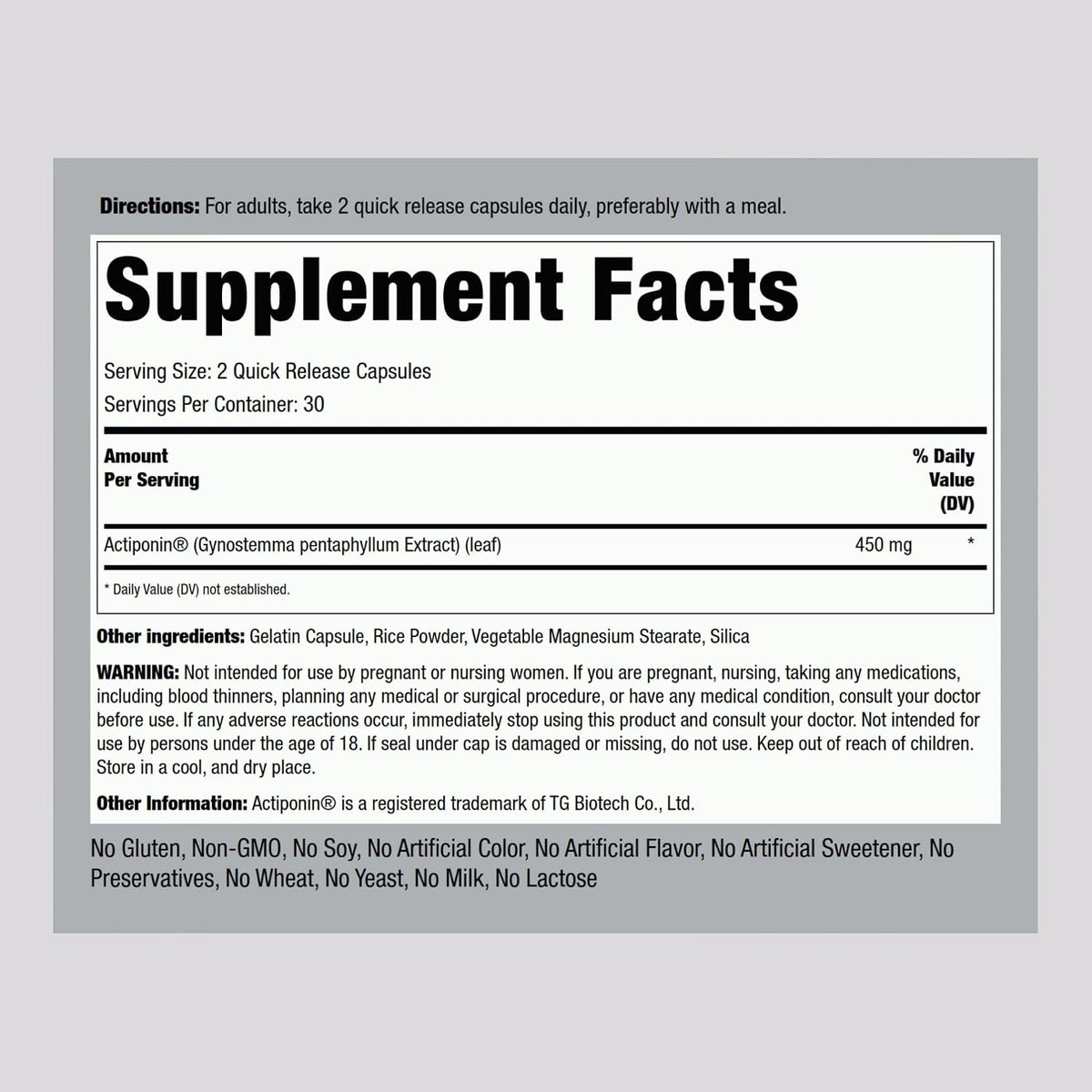 Piping Rock AMPK Metabolic Activator Supplement | 450 mg | 60 Capsules | Actiponin | Gynostemma Pentaphyllum Extract | Non-GM and Gluten-free - görsel 2