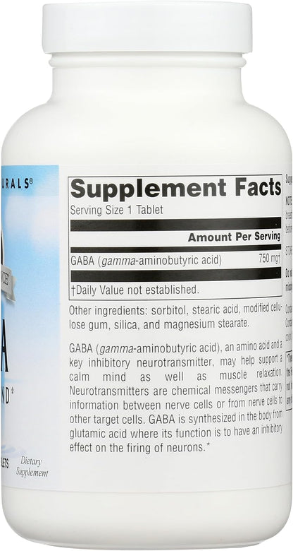 Source Naturals Serene Science GABA 750mg Tablets – For Relaxation and Peace of Mind