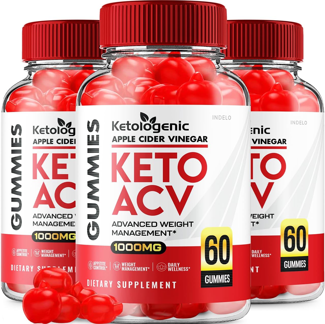 Ketologenic Keto ACV Gummies (3-Pack) – A Food Supplement with Apple Cider Vinegar & Vitamin B12 for Keto Diets - görsel 1