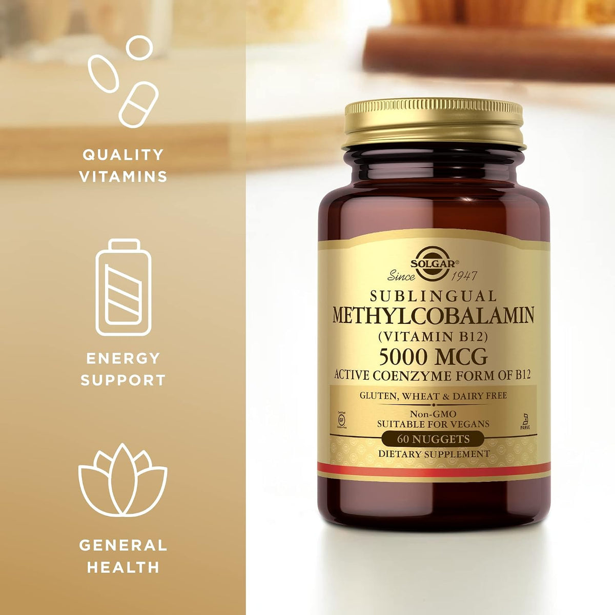 Solgar Methylcobalamin (Vitamin B12) 5000mcg Sublingual Nuggets, Cherry Flavour - 180 Servings - görsel 4