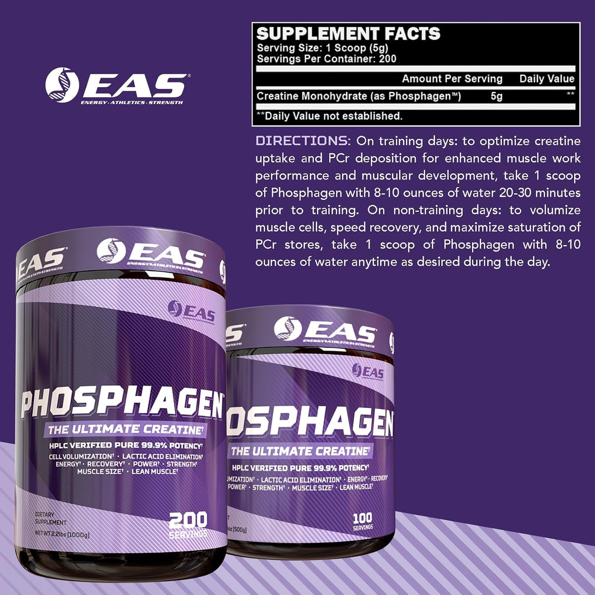 EAS Phosphagen Ultimate Creatine Powder - Unflavoured, 200 Servings - görsel 2
