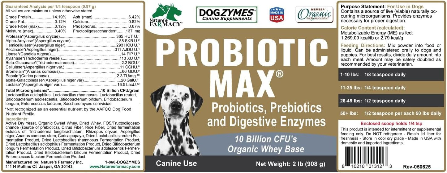Dogzymes Probiotic Max - 10 Billion CFU Probiotics, Prebiotics & Digestive Enzymes for Dogs (2 lb) - görsel 8