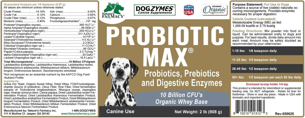 Dogzymes Probiotic Max - 10 Billion CFU Probiotics, Prebiotics & Digestive Enzymes for Dogs (2 lb) - görsel 8
