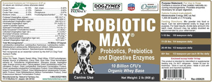 Dogzymes Probiotic Max - 10 Billion CFU Probiotics, Prebiotics & Digestive Enzymes for Dogs (2 lb)