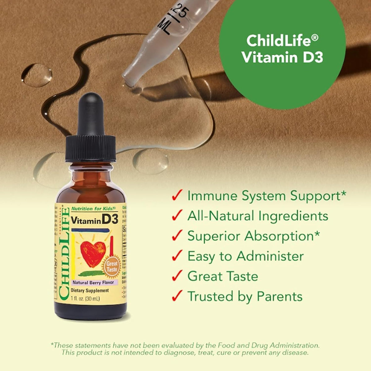 ChildLife Essentials Vitamin D3 Mixed Berry, 1 oz - görsel 6