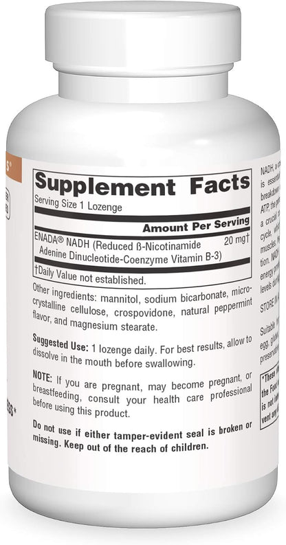 Source Naturals NADH 20mg Lozenges – Energy and Mental Alertness*