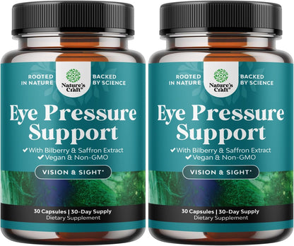 Natures Craft Eye Pressure Support with Bilberry Extract - Vegan Eye Health Supplement for Ocular Pressure Relief - 30 Count