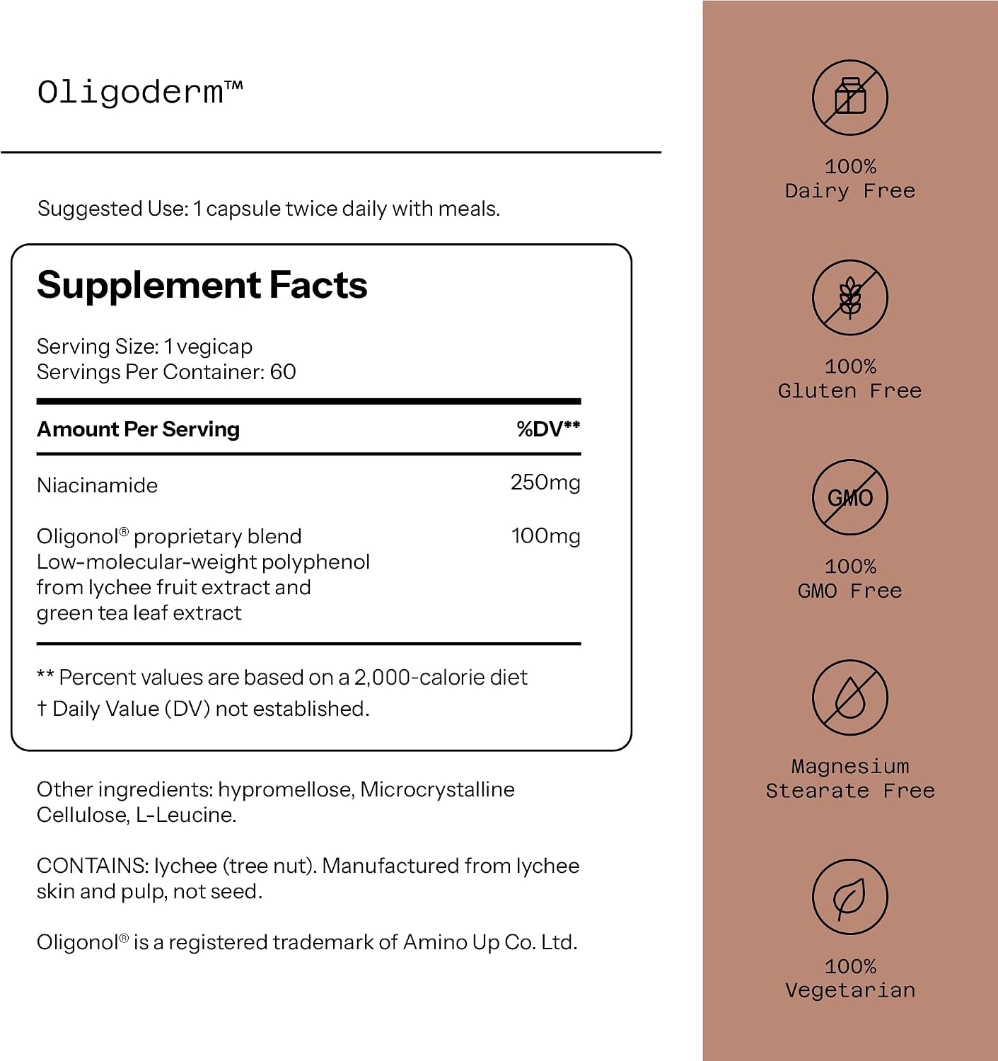 Quality of Life Oligoderm, Premium Skin Support Supplement with Oligonol and Niacinamide - 60 Capsules - görsel 2