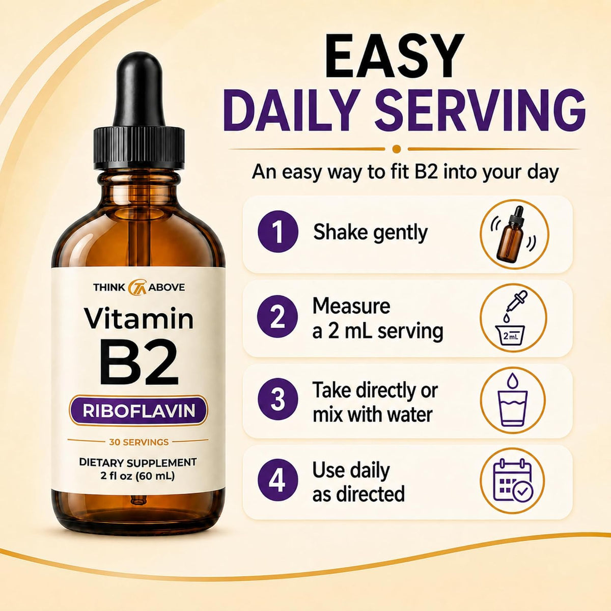 Think Above Vitamin B2 (Riboflavin) Liquid Drops - 60 ml - görsel 4