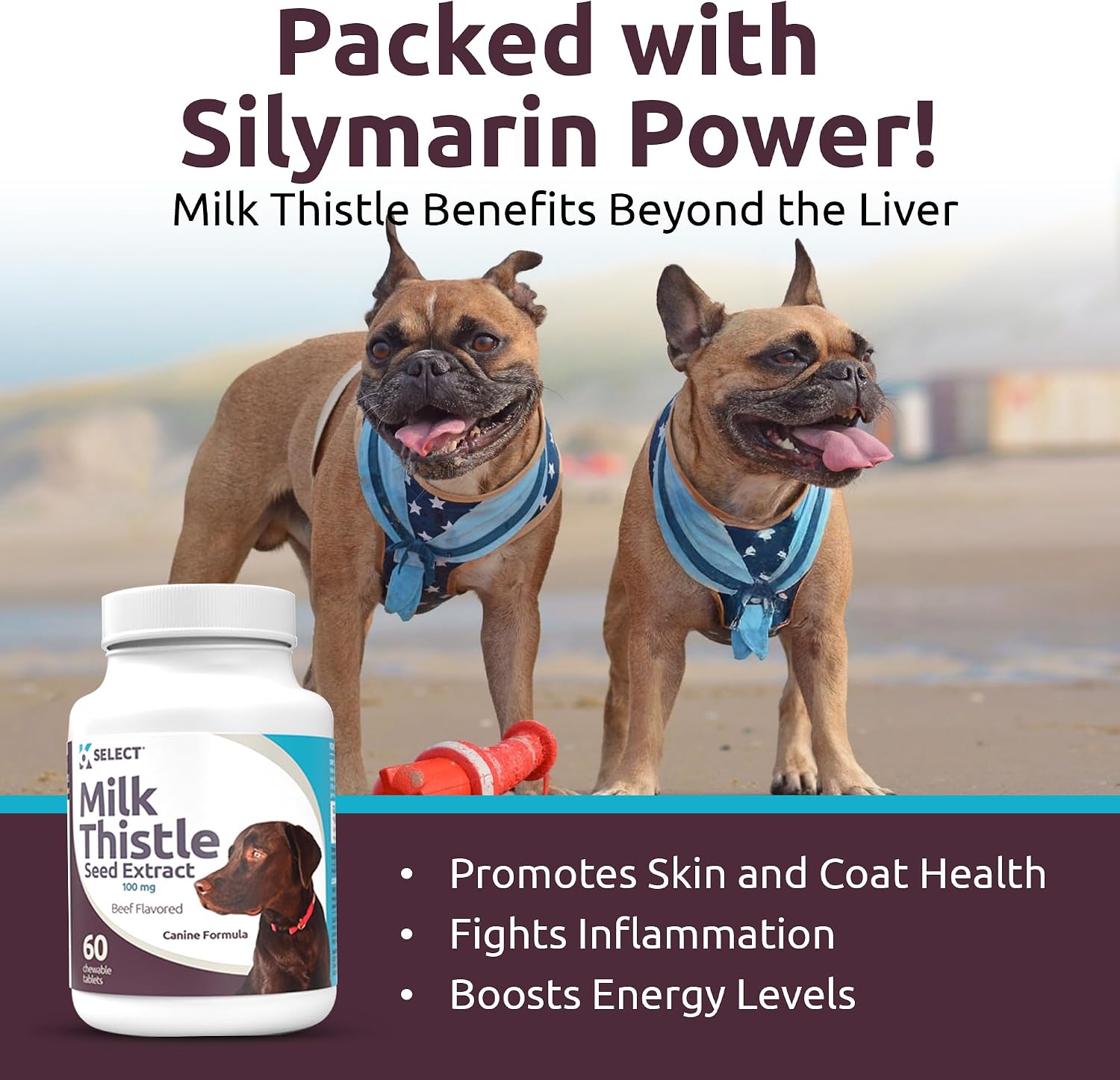 K9 Select Milk Thistle Dog Liver Supplement – 100mg, 60 Beef-Flavoured Tablets - görsel 6