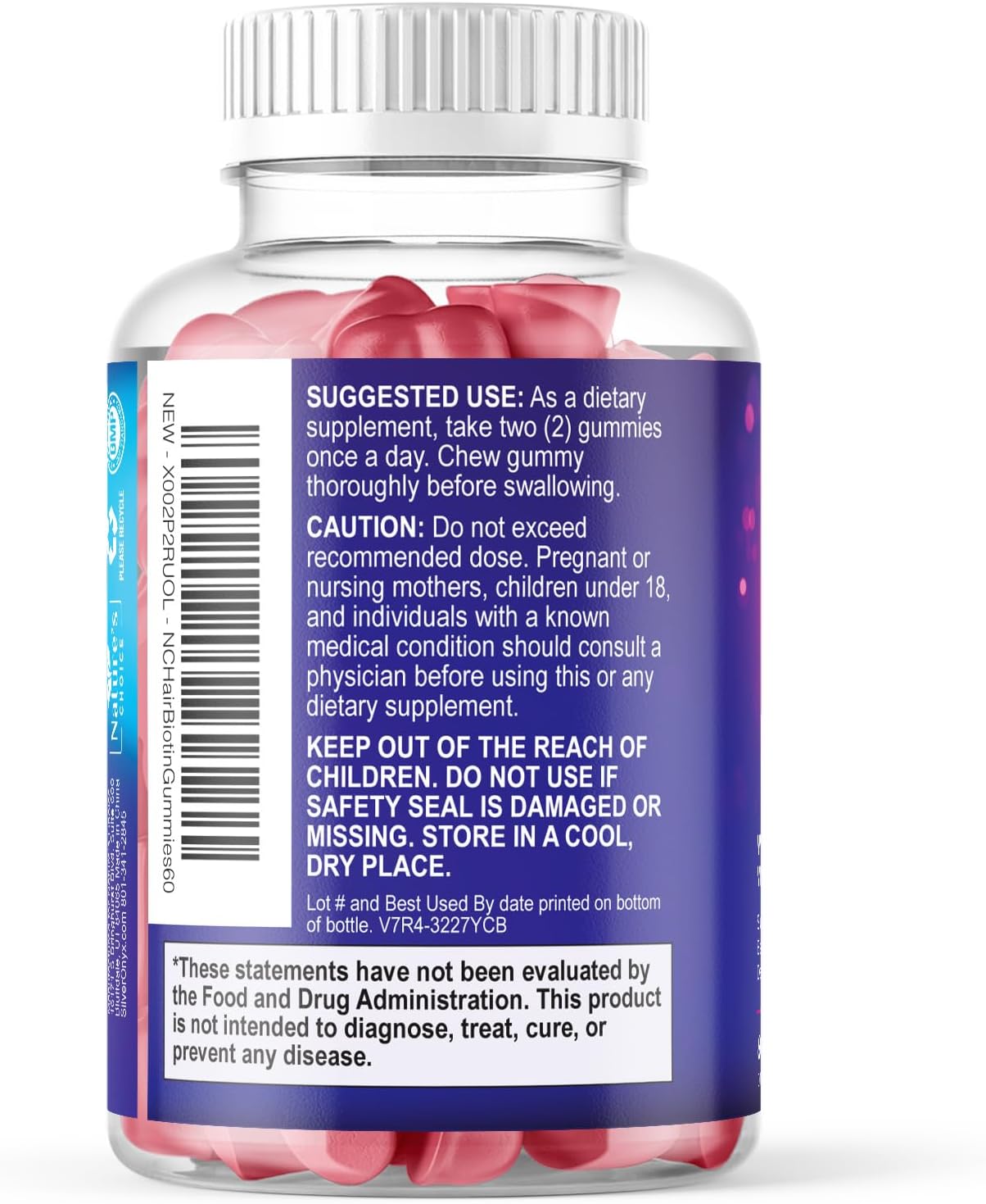 Nature's Choice Hair Support Gummies - 5000mcg Biotin with Vitamins E & C, Berry Flavour - görsel 8