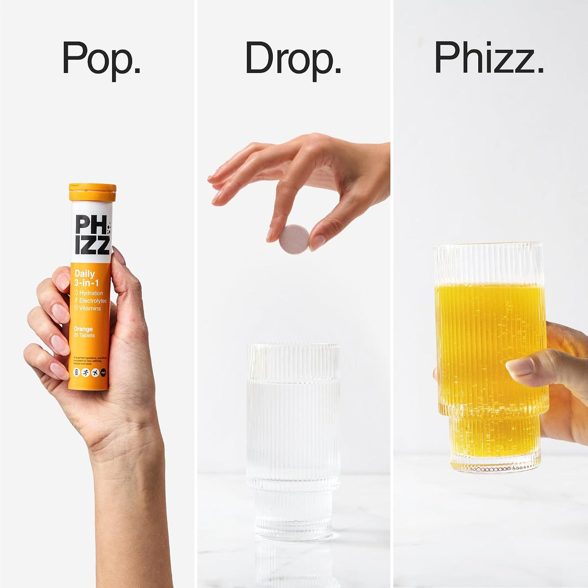 Phizz Electrolyte Multivitamin Rehydration Tablets, Orange, 20 Tablets - görsel 8