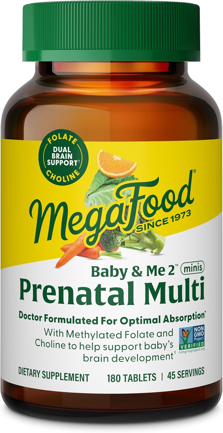 MegaFood Baby & Me 2 Antenatal Multi Minis - Antenatal Vitamins for Women with Choline & Methyl Folate - Gluten-free, Vegetarian, Pre Natal Multivitamin for Women – 120 Minis Tablets, 30 Servings - görsel 10