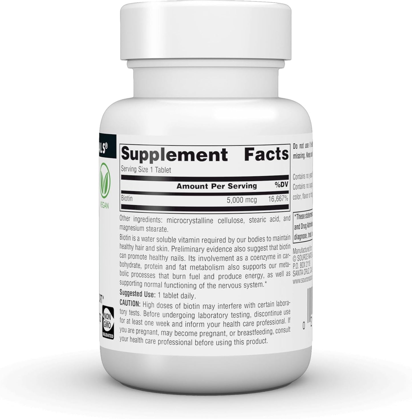 Source Naturals Biotin 5,000 mcg – Hair, Skin and Nail Support – 60 Tablets - görsel 3